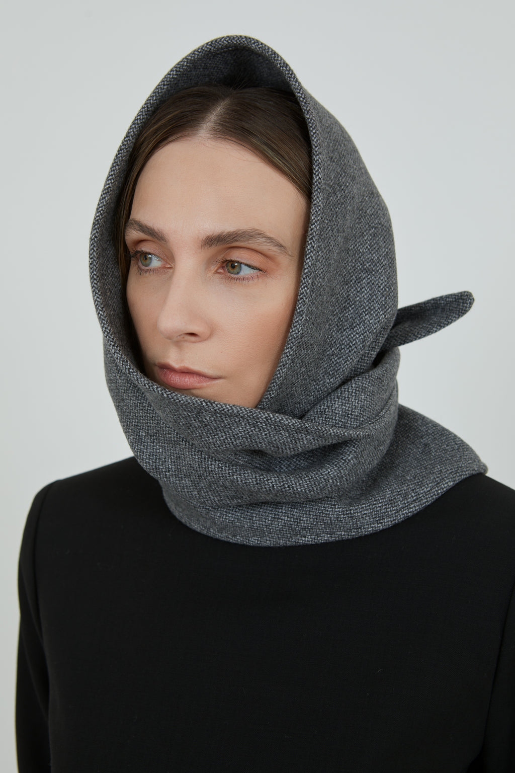 Yolanda head scarf | Grey Melange - Recycled wool