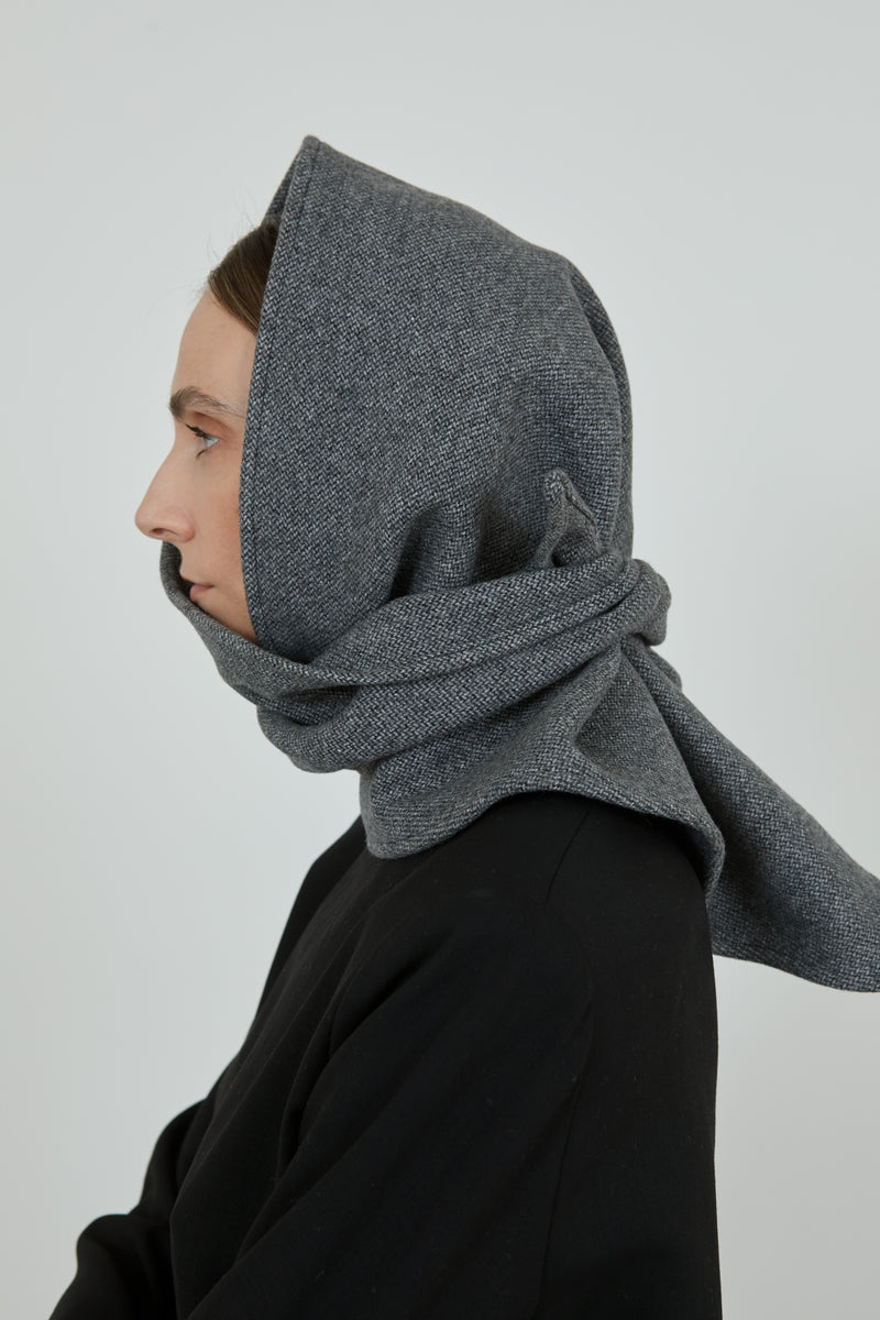 Yolanda head scarf | Grey Melange - Recycled wool blend