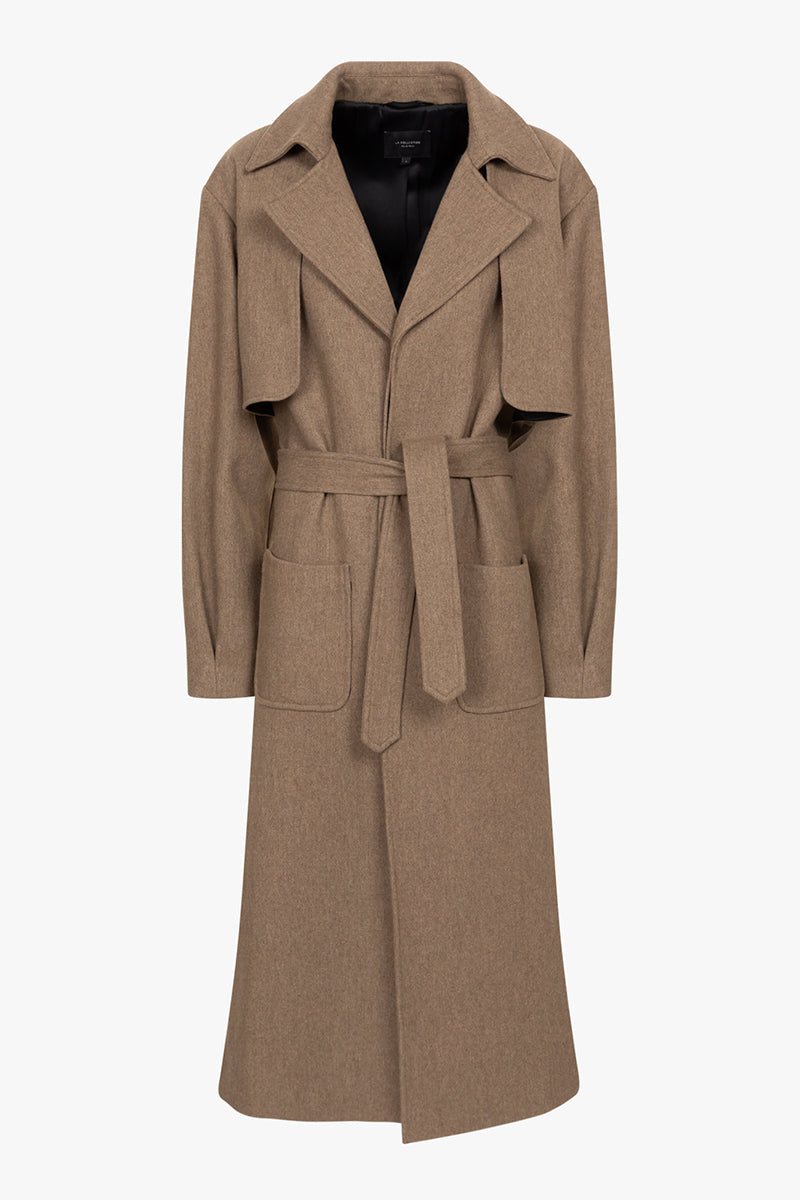 Karin coat | Ashy brown - Recycled wool blend