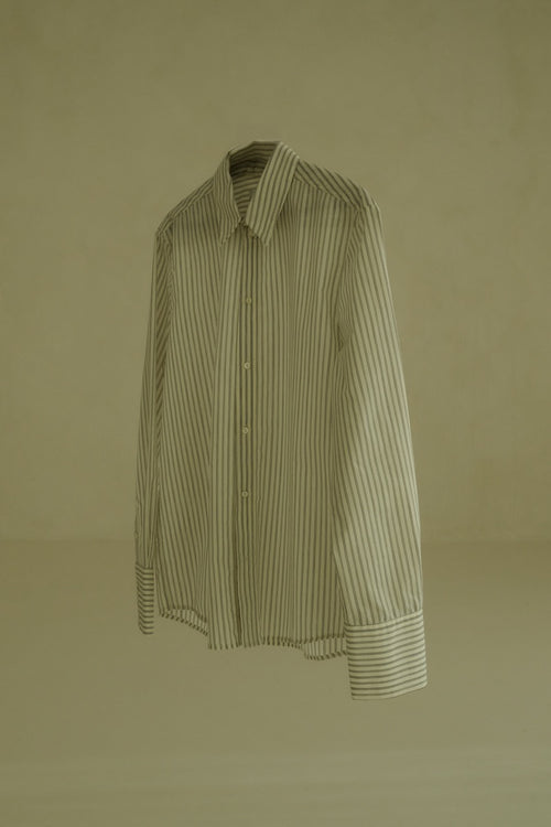 Adam shirt | Striped grey blue - Cotton blend
