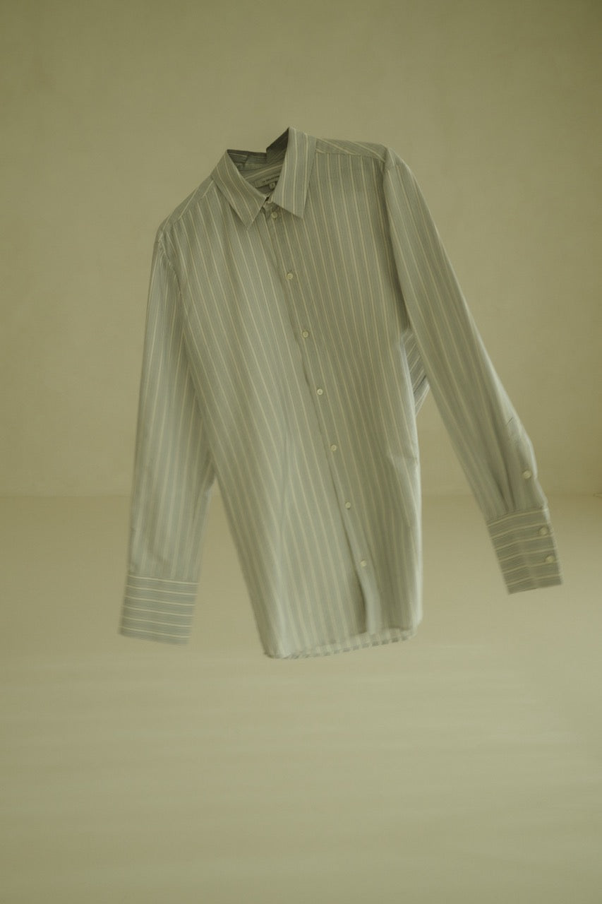 Adam shirt | Striped blue cream - Silk-cotton blend