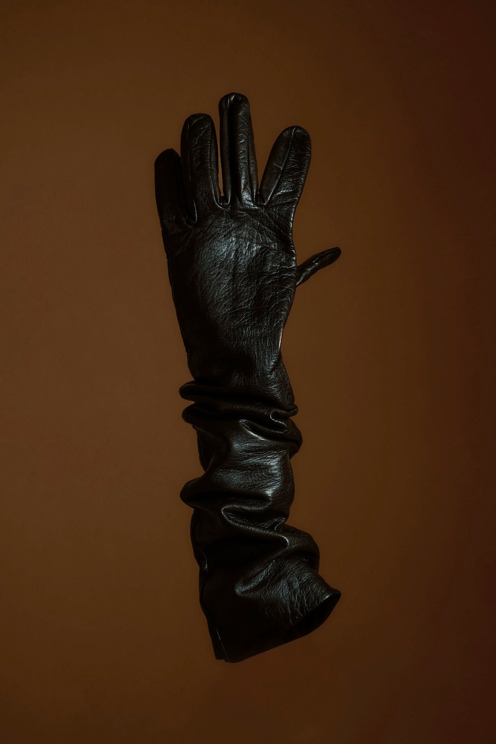 Connie Long Gloves | Zwart - leer