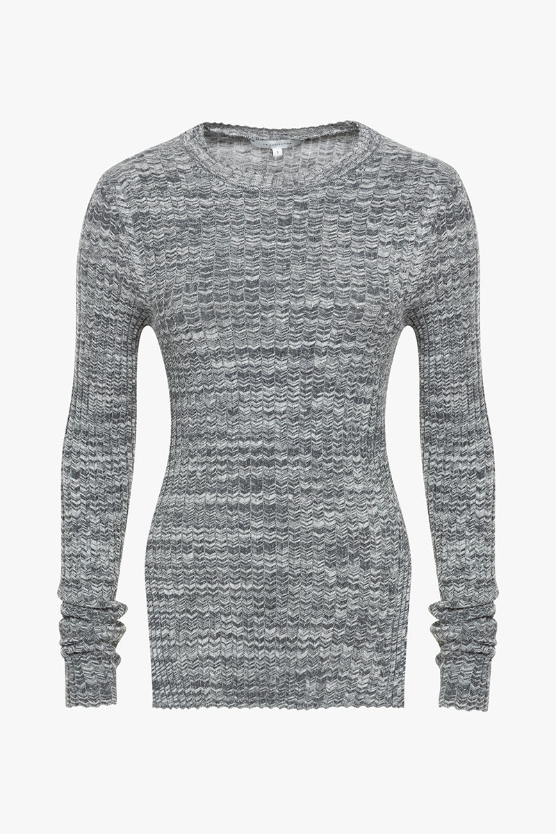 Lucinda crew neck | Charcoal & off white - Egyptian cotton & cashmere blend