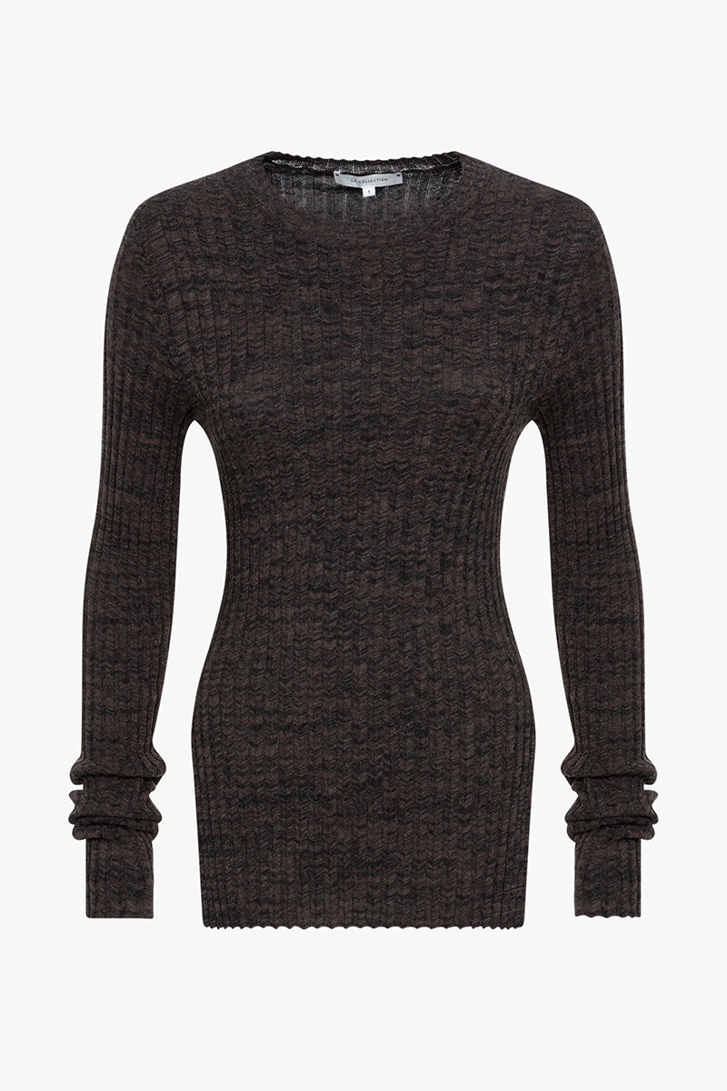 Lucinda crew neck | Charcoal & moss - Egyptian cotton & cashmere blend