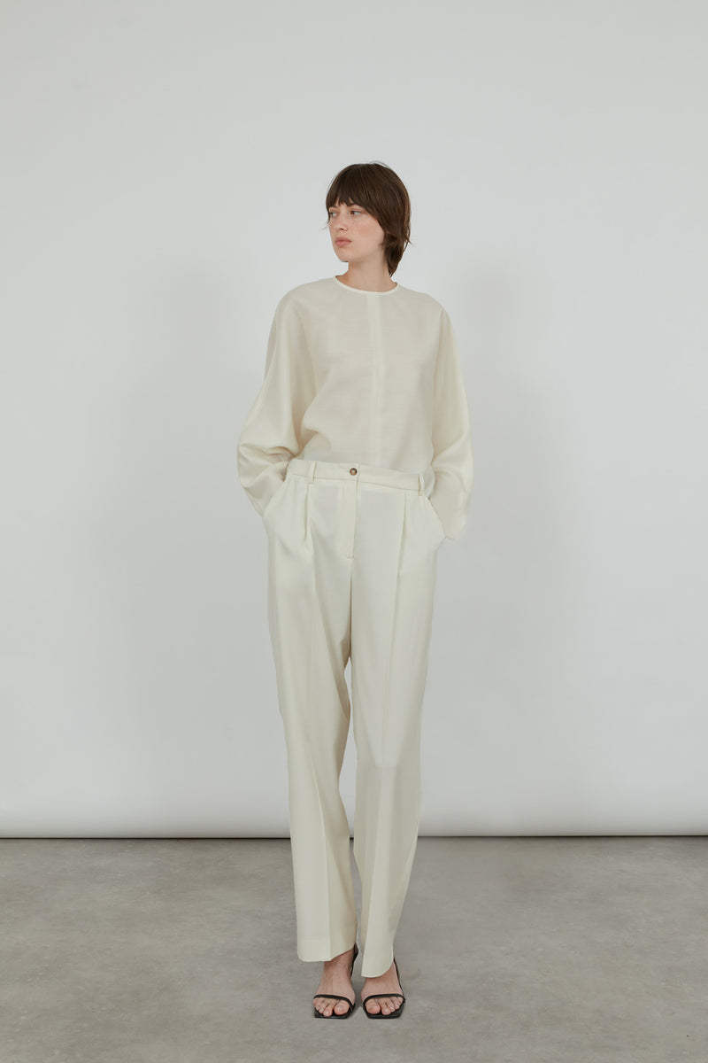 Philipine blouse | Off white - Wool-silk blend