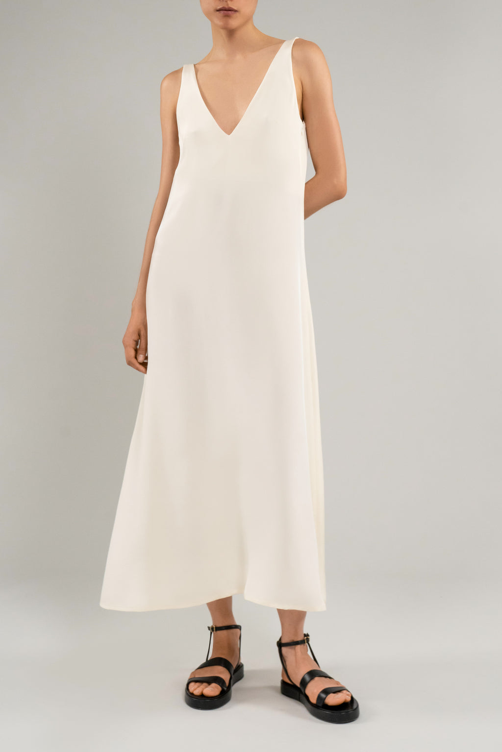 Rosemary Dress | Off White - Crepe silk